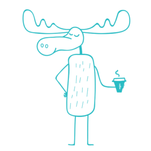 Moose with Coffee Teal Left